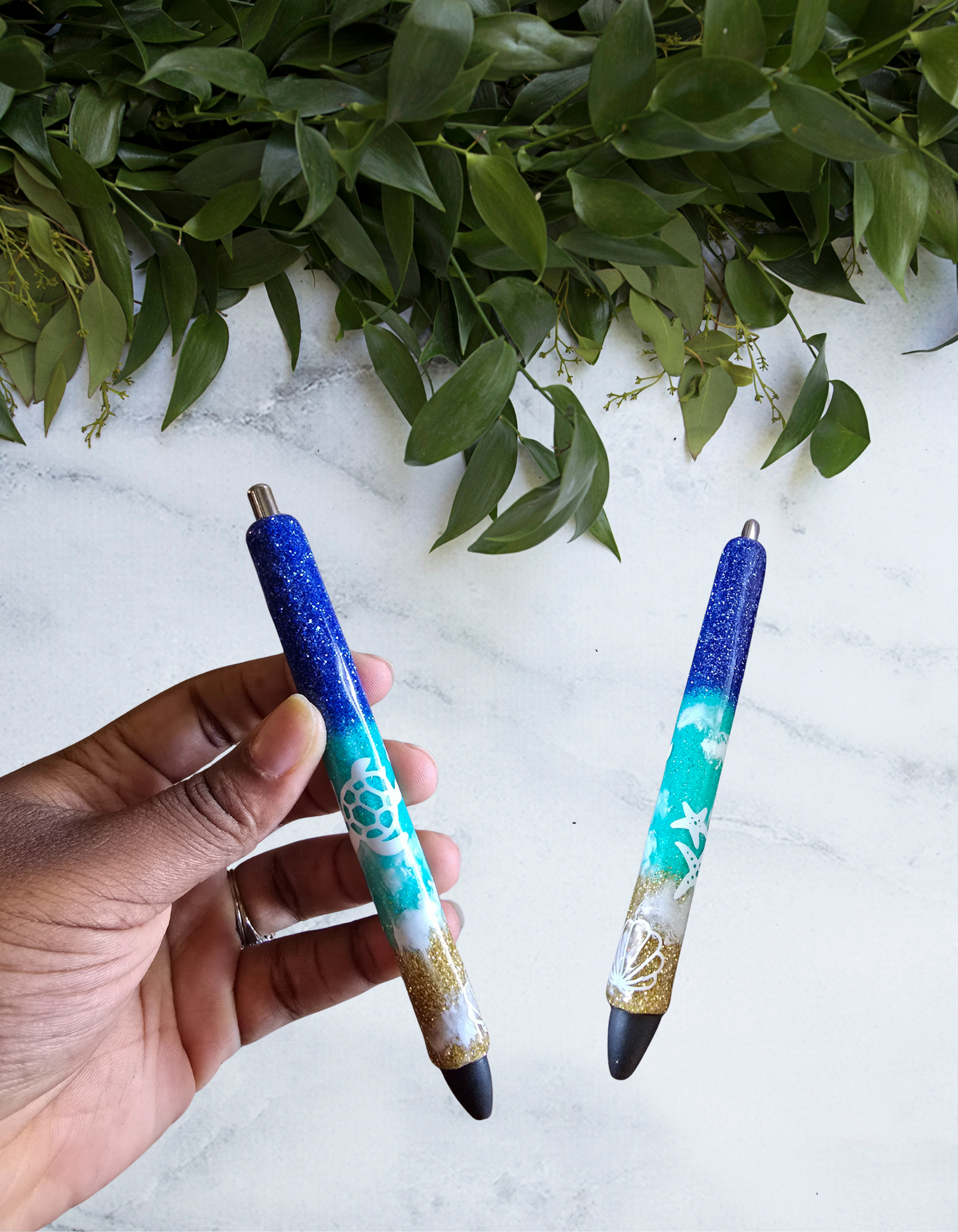 Beach Themed Glitter Pen