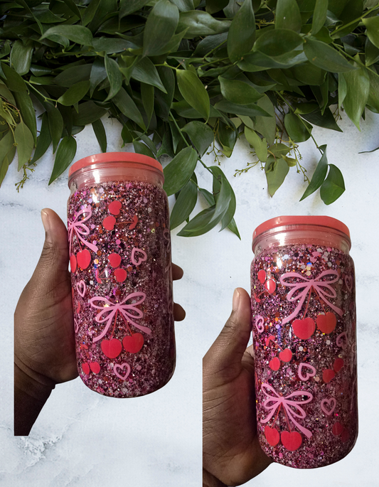 Cherry Bows Acrylic Snowglobe Cup 16oz