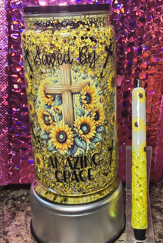 Sunflower Snowglobe Tumbler & Pen Set