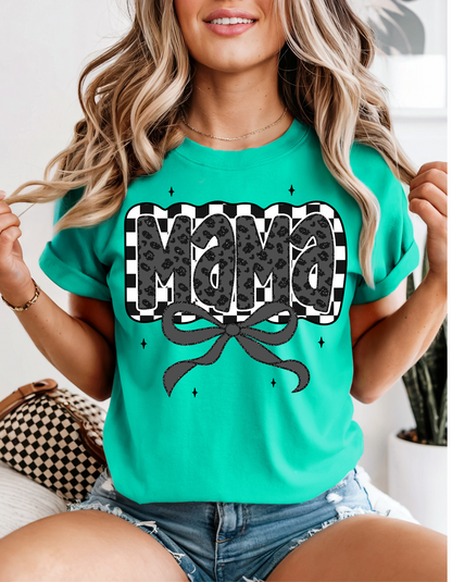 Retro Checkered/Leopard Mama Bow
