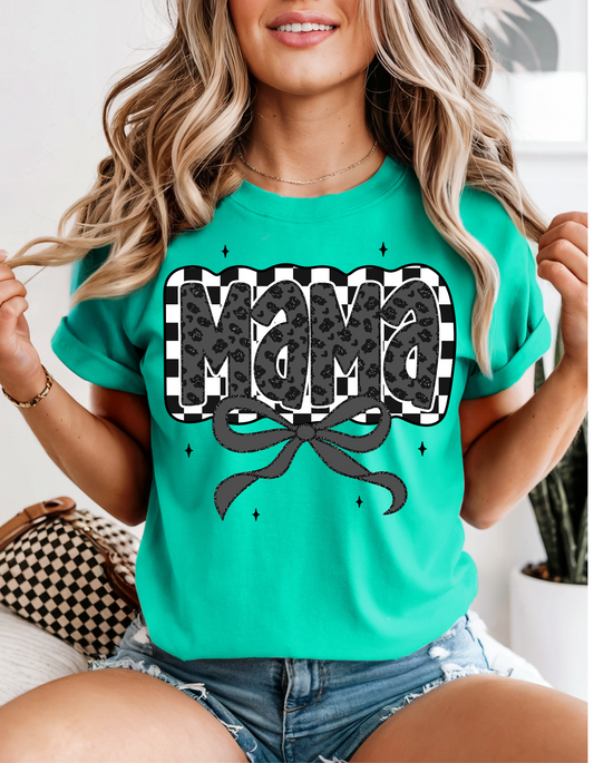 Retro Checkered/Leopard Mama Bow