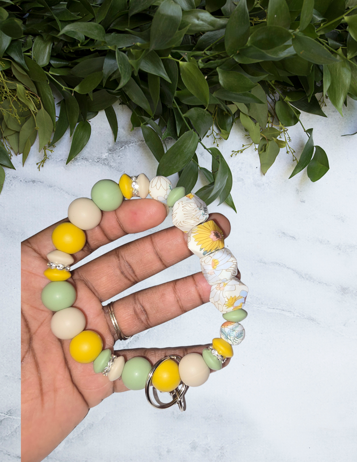 Sage Green Floral Wristlet